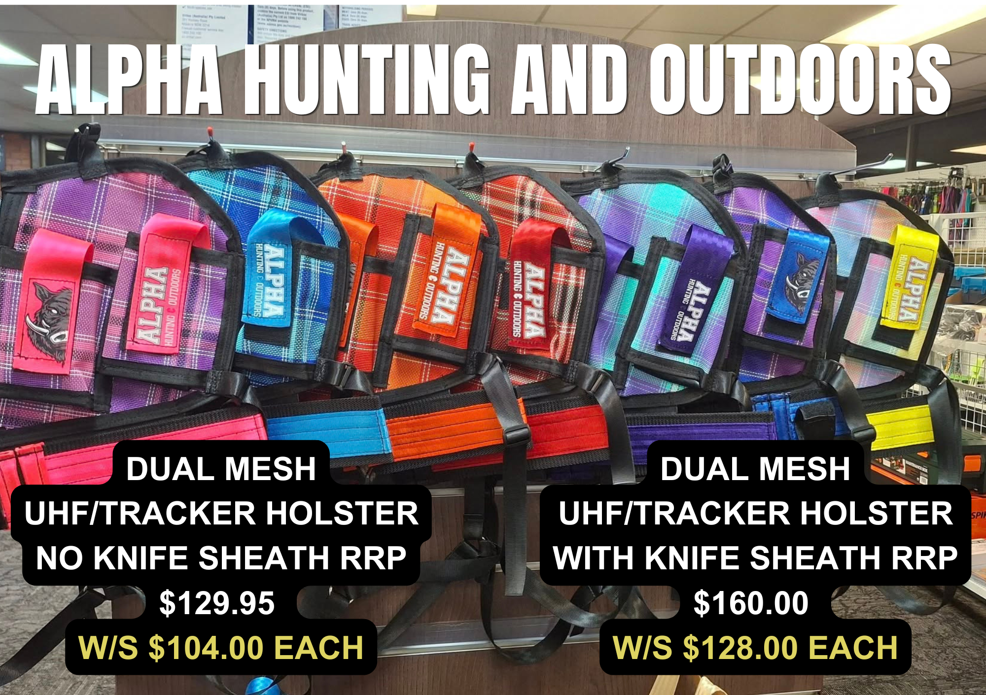 Canvas Dual Tracker/GPS/UHF holders with and without knife sheath